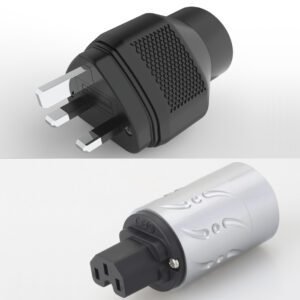 V15a. Viborg UK-01R UK + VF502R Rhodium Plated Power Plug (Set of 2)