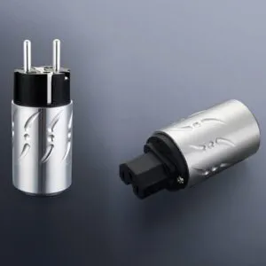V07c.  Viborg VE502R/VF502R Rhodium Plated Schuko EU Power Plugs (Set of 2)