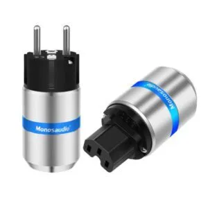 M08. Monosaudio E106R/F106R Schuko Rhodium Plated EU Power Plugs (Set of 2)