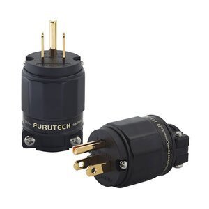 F02.  Furutech FI-11M-N1(G) + FI-11-N1(G) Gold-Plated Nonmagnetic US Power Plugs (Set of 2)