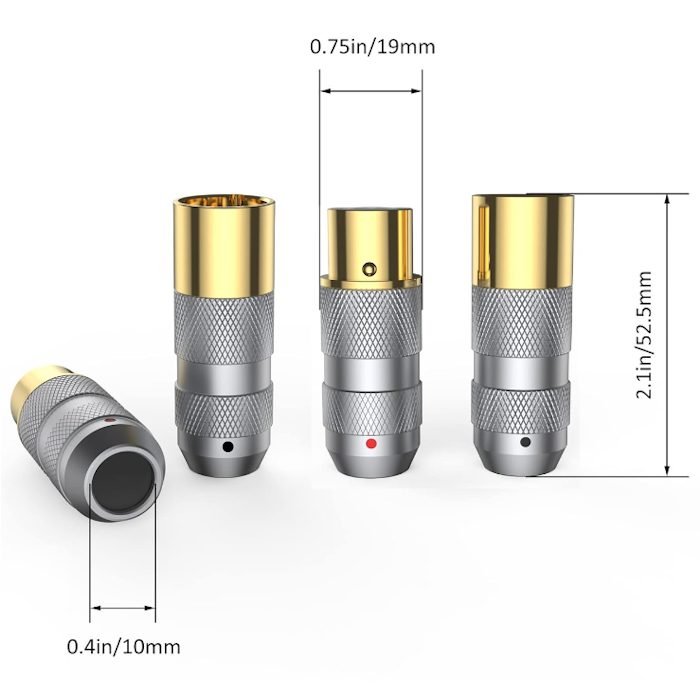 V14a. Viborg XM-202G/XF-202G Gold Plated 3 Way XLR Plugs (Set of 4) - Image 8