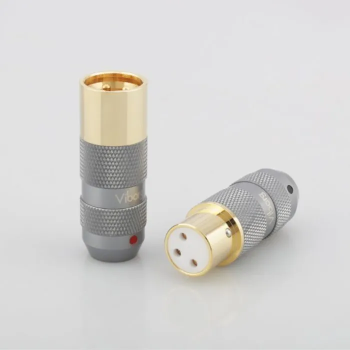 V14a. Viborg XM-202G/XF-202G Gold Plated 3 Way XLR Plugs (Set of 4) - Image 4