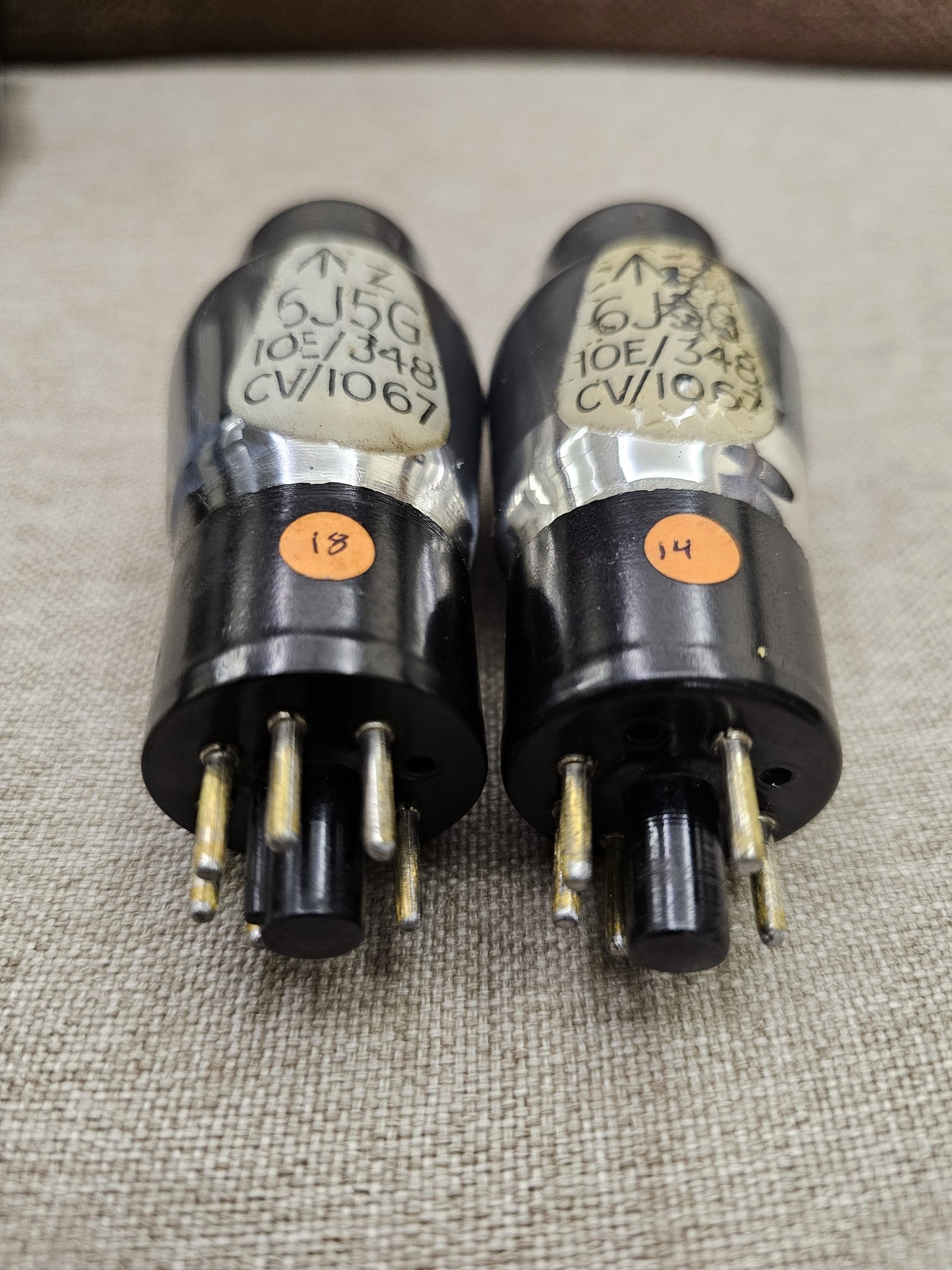 X07. L63 6J5G ~ GEC made in England Amplitrex tested pair - Image 2